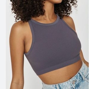 Small Garage waffle cropped tank top